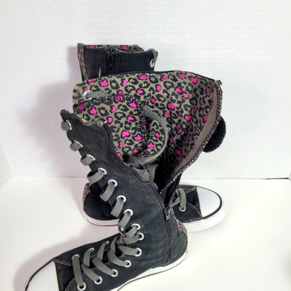 Converse AllStar Chuck Taylor Calf/Knee High Pink/Grey Animal Print Rare Juniors